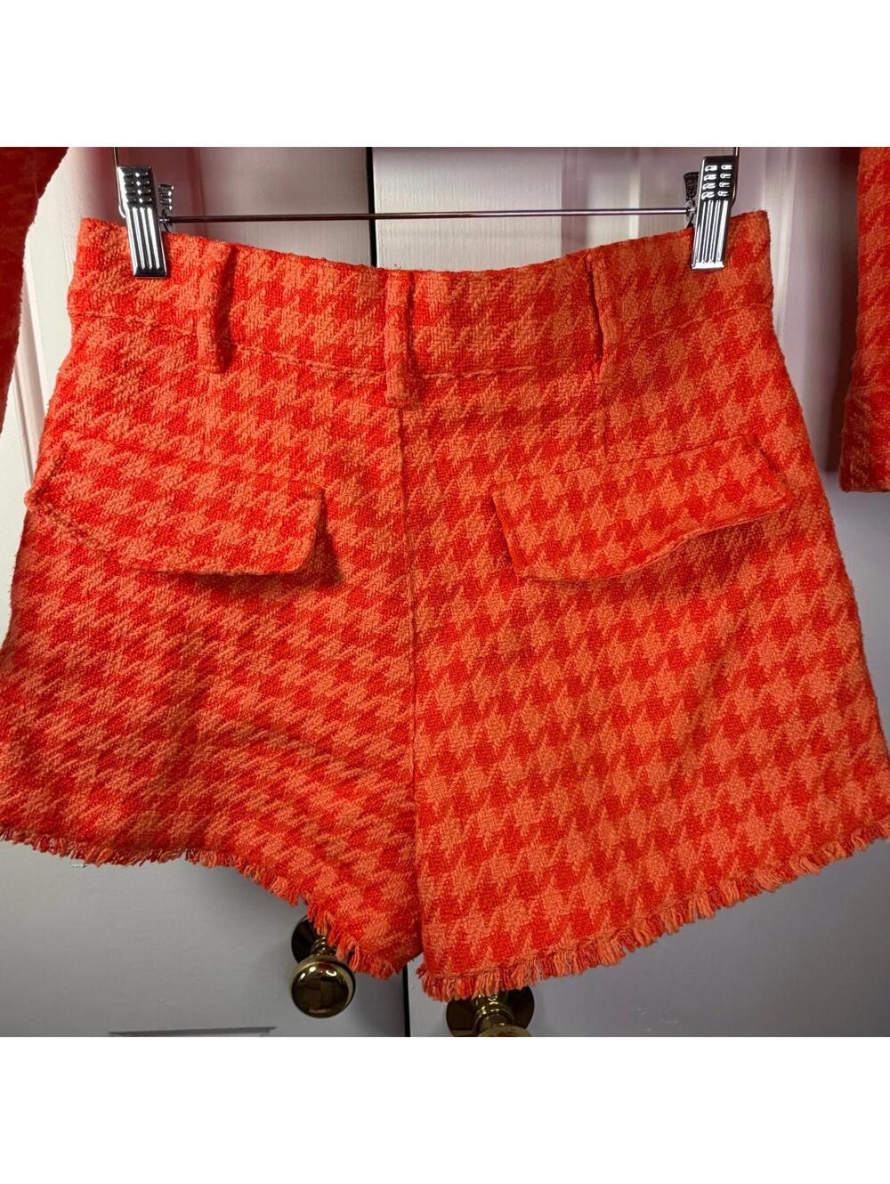 Zara Orange Houndstooth Blazer & Shorts Suit Set - Picture 8 of 9